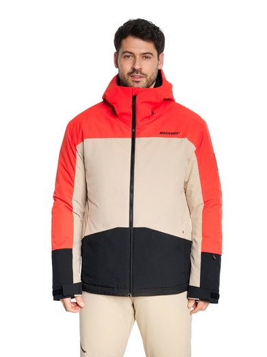 Ziener Winter-Skijacke Taraino-Z (wasserdicht, winddicht, warm) 2025 rot/sand/schwarz Herren